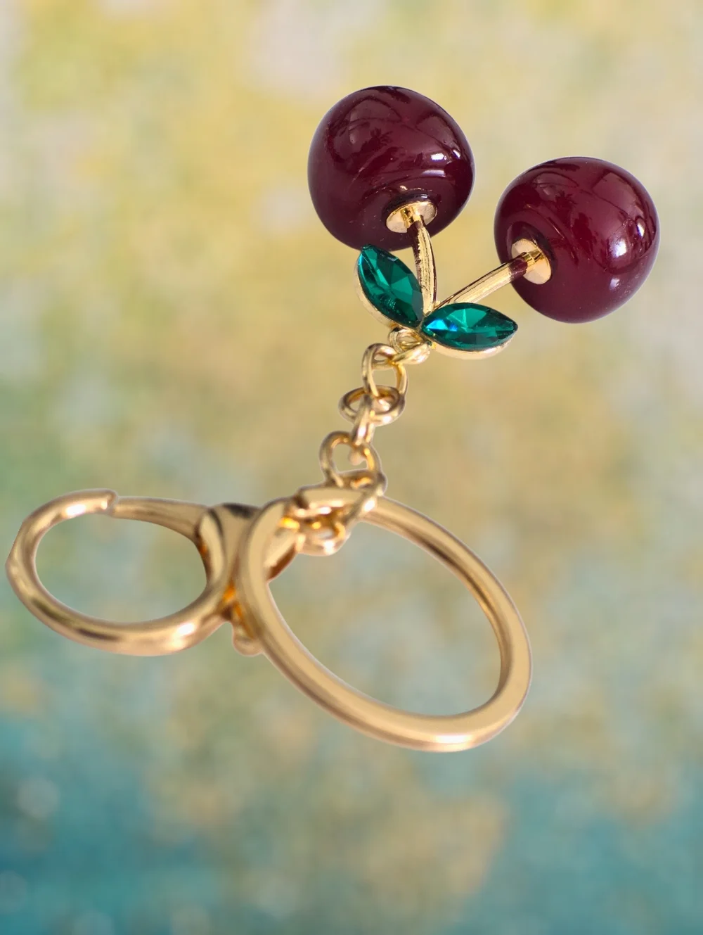 Dark Red Cherry Bag Charm / Keychain - Picture 2 of 2